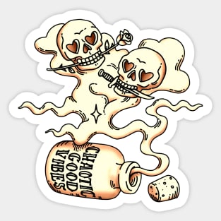 Chaotic Good Skulls - Cream Sticker